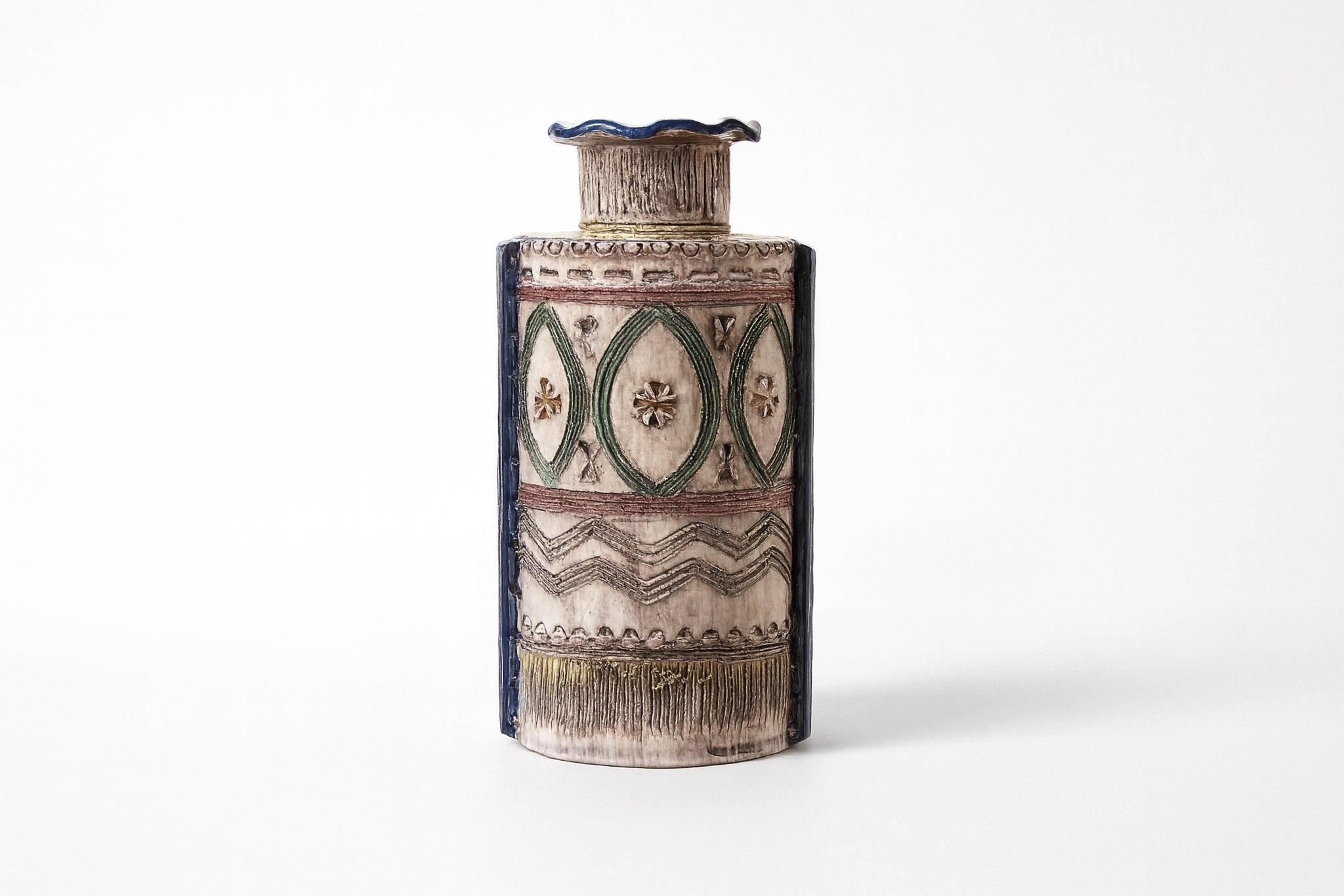 Italian Sgraffito Vase with Undulating Rim (1960s)